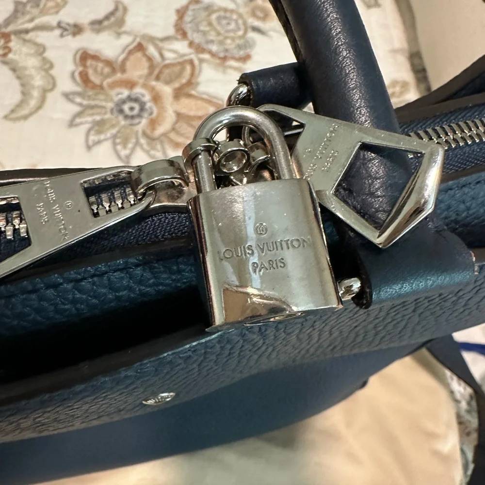 Louis Vuitton Armand Briefcase Mm Taurillon Leather Marine Blue